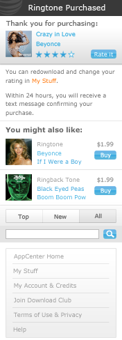 ATT AppCenter Ringtone Purchased