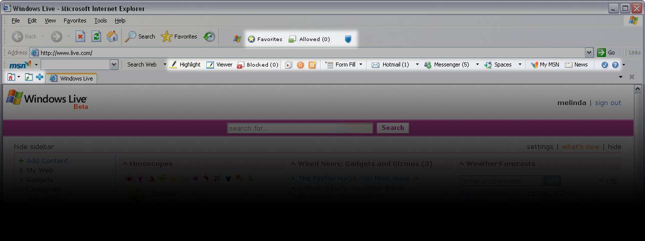toolbar